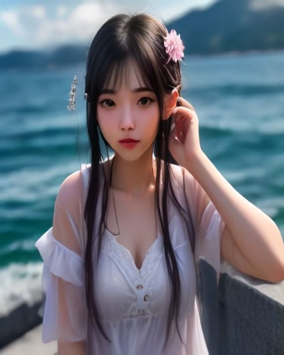 爱乃娜美女优专业写真风格肖像，日系清新气质，浅色背景，眼神清澈，体现其演艺形象特点